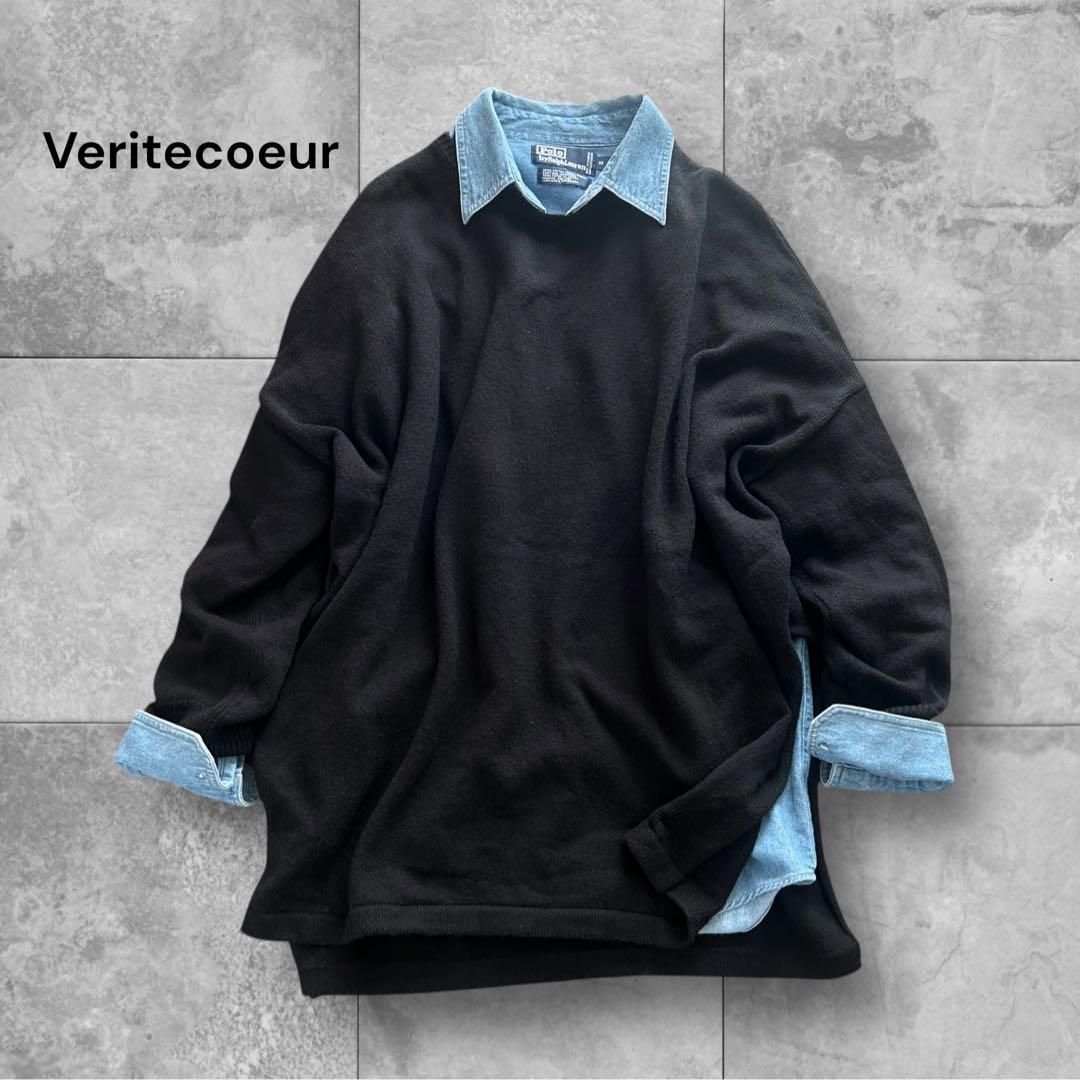 Veritecoeur ヴェリテクール サイドスリット プルオーバーニット 黒