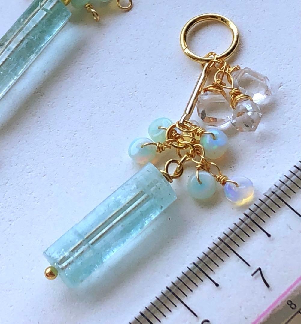 天然石☆極上大粒ミントエメラルド×極上Dクォーツのブレス・トップ14kgf