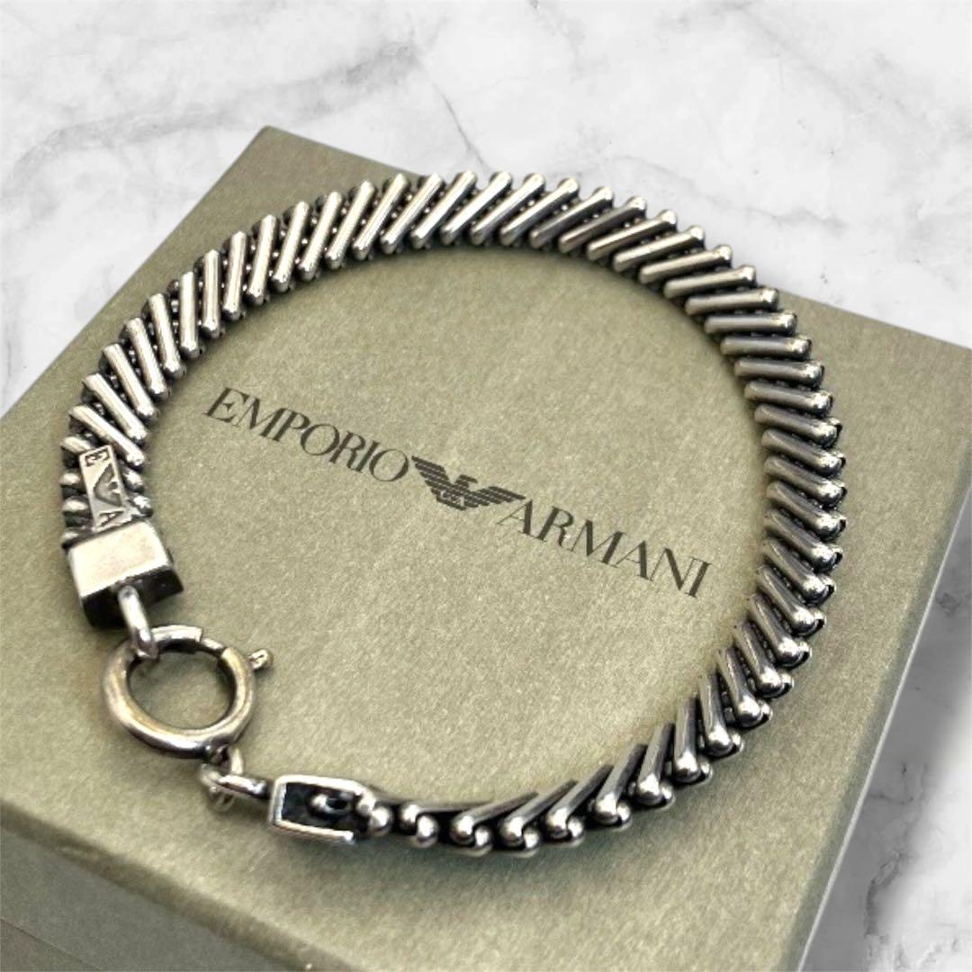 美品　EMPORIO ARMANI ブレスレット　シルバー　ヘリンボーンチェーン