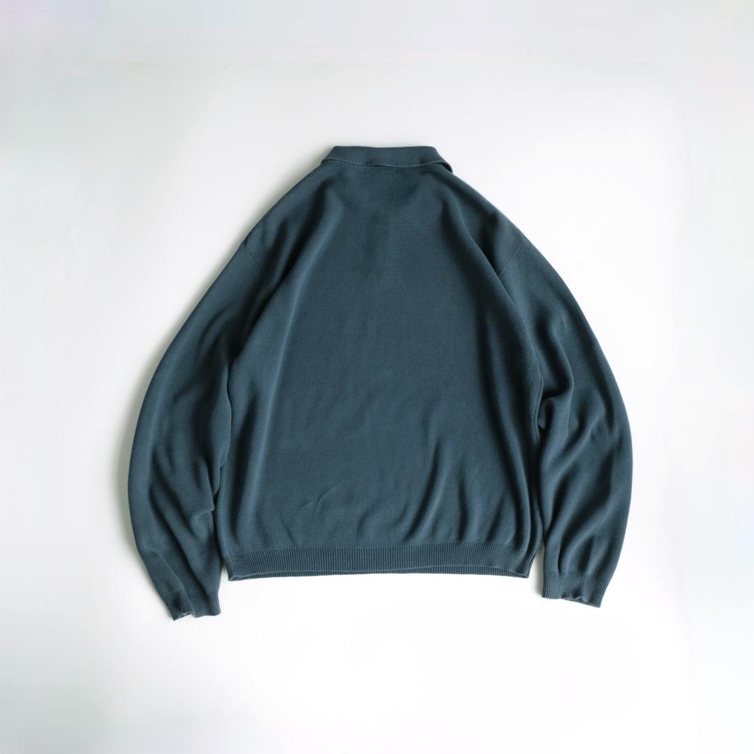 consensus 90s コットンニットポロシャツ ブルー XL