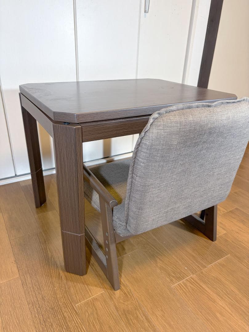 ユアサプライムス お一人様コタツ ダークブラウンコタツと椅子のセット