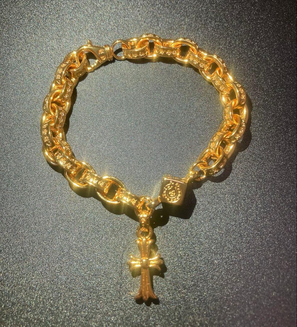 22K ベビーファット　サイコロボール　ペーパーチェーン　ブレスレット