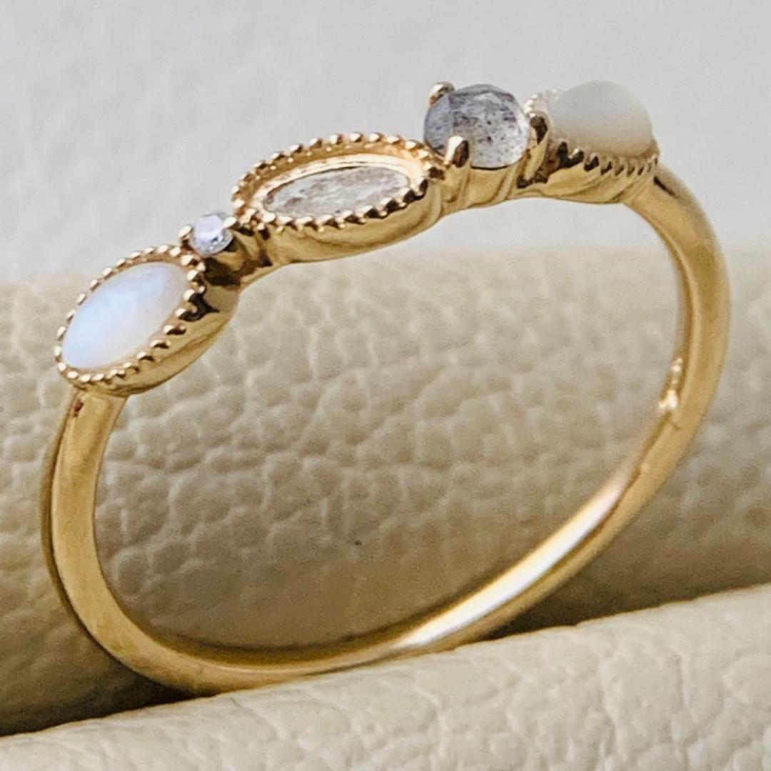 か*ろ様 k10 アガット リング 指輪 訳あり 石取れ agete オーバル