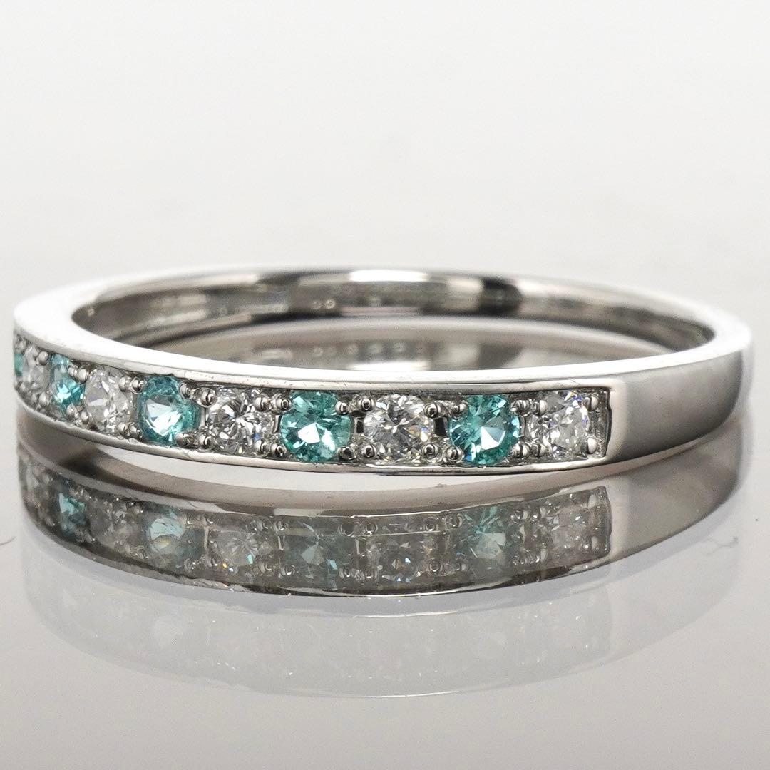 パライバトルマリン リング ダイヤモンド ダイヤ指輪 プラチナ ハーフエタニティ