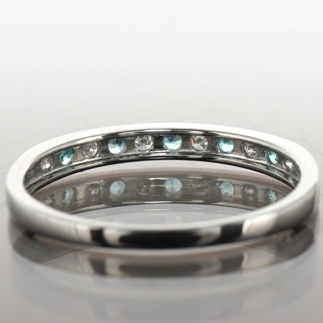 パライバトルマリン リング ダイヤモンド ダイヤ指輪 プラチナ ハーフエタニティ