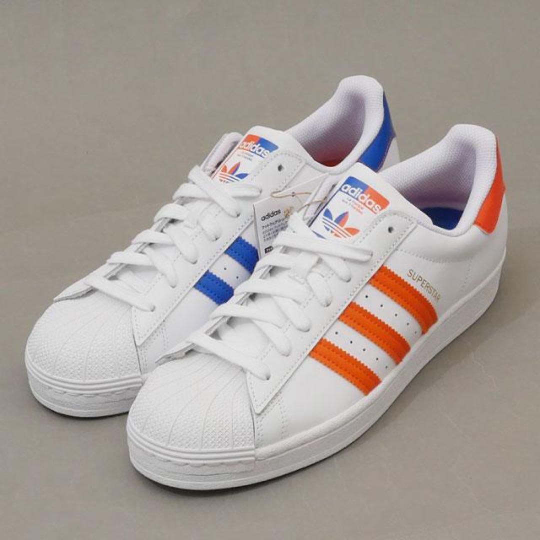 新品未使用adidas SUPERSTAR ホワイト/オレンジ/ブルー