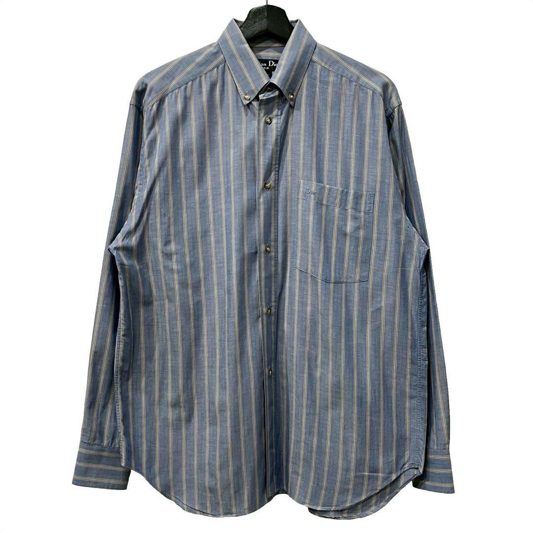 90s Christian DIOR コットンストライプシャツ 名作 HOMME