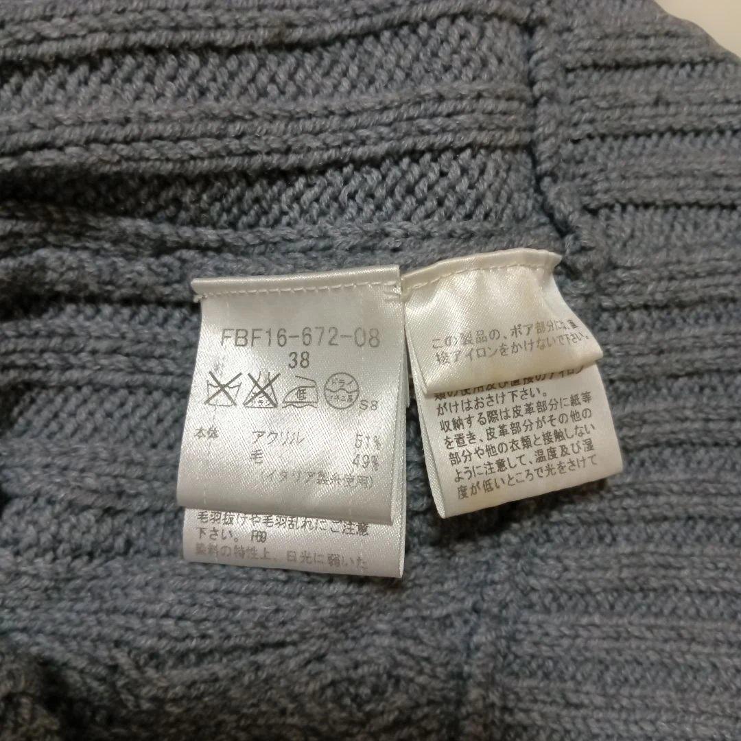 バーバリーブルーレーベル ケーブルニット ダッフル ロングパーカー グレー 38