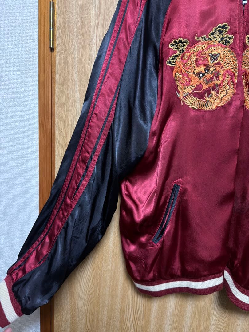 入手困難　サトリ スカジャン リバーシブル 虎 龍 和柄 刺繍 XL 黒 赤