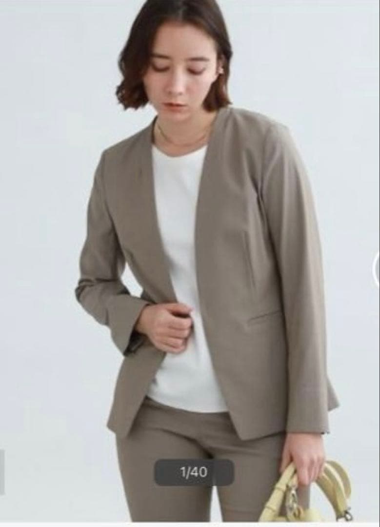 大きいサイズ✨インディヴィ　スーツ　セットアップ　リネン混　家で洗える