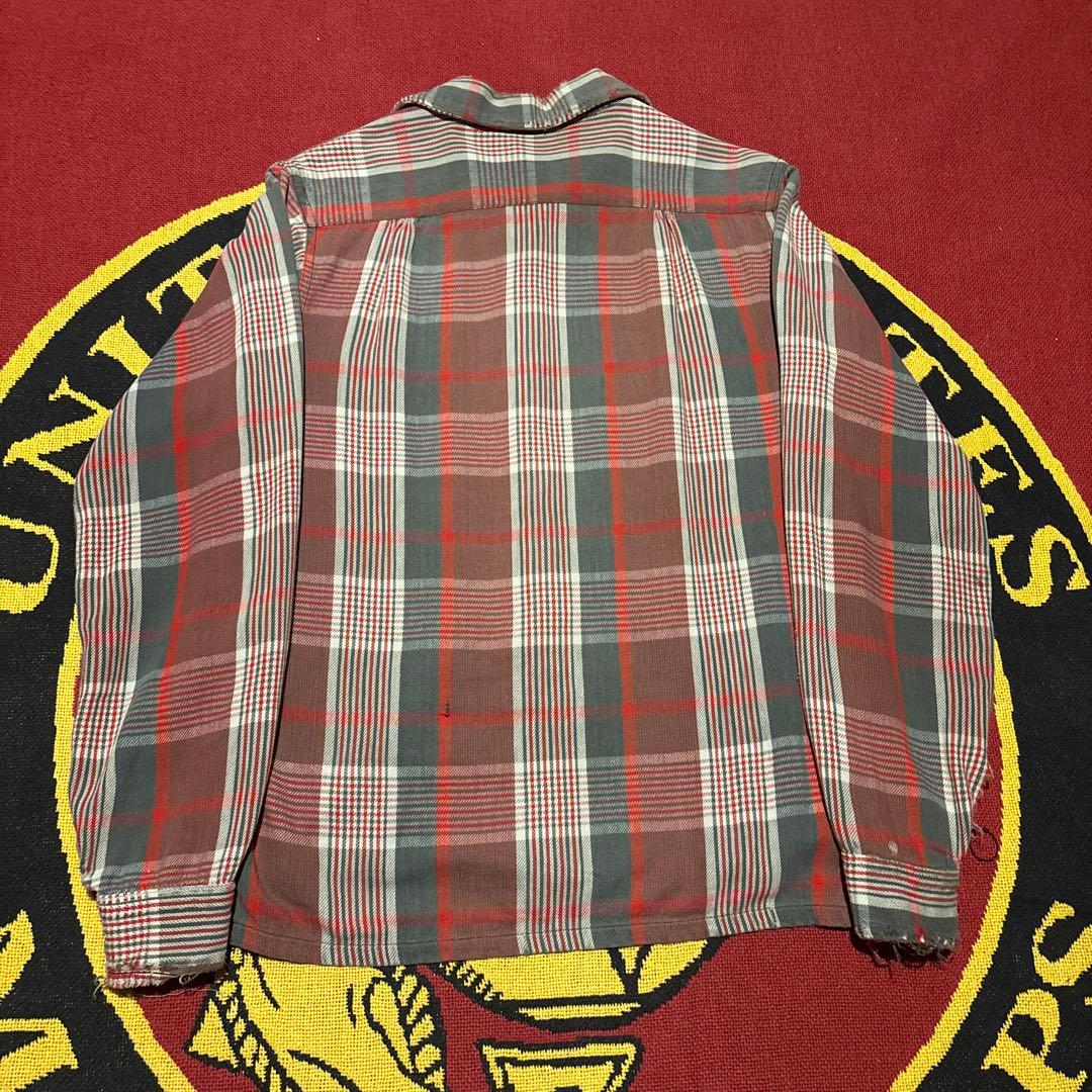 襤褸 ヴィンテージ 50s ネルシャツ 開襟 ボックス ボロ リペア 高配色