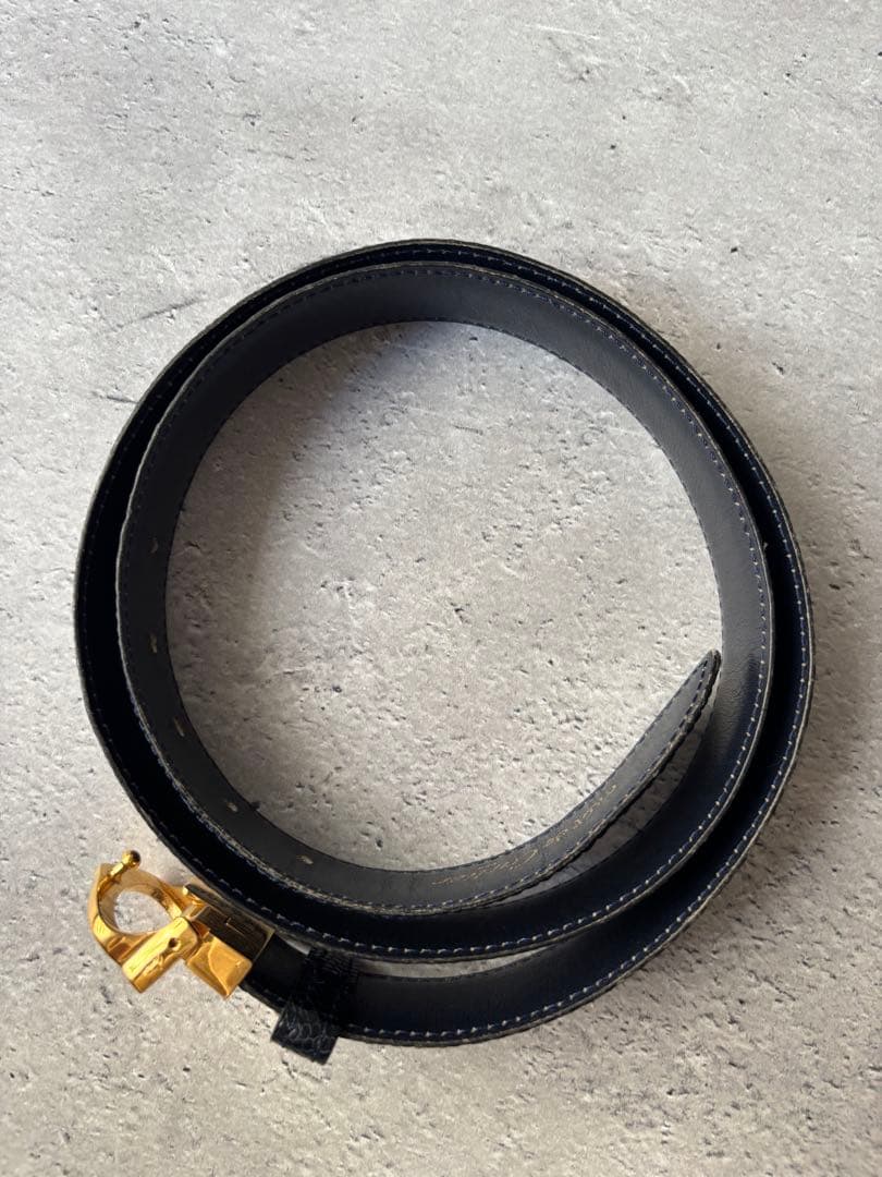 カルティエ Cartier　ゴールドバックル　ネイビー レザーベルト