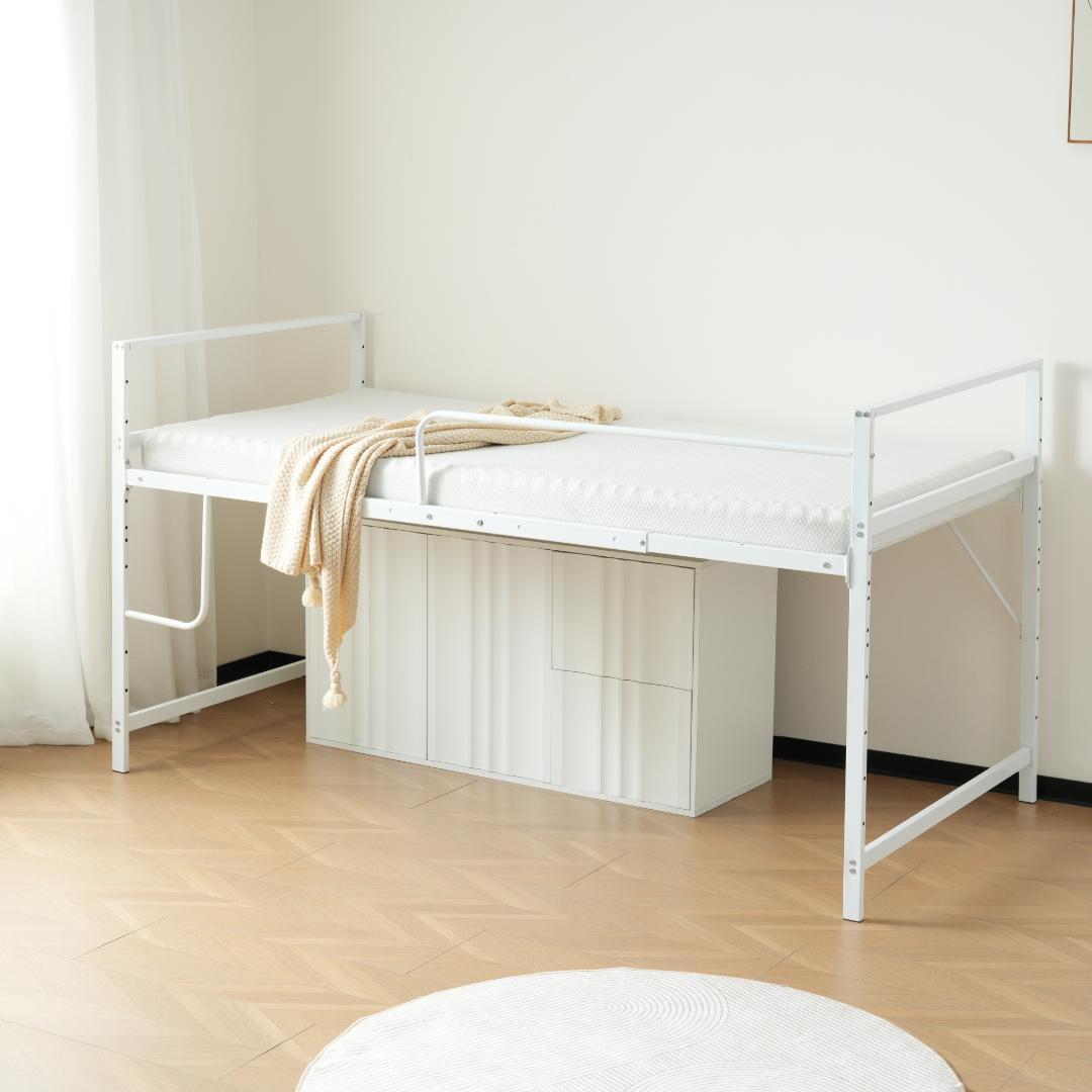 ロフトベッド パイプベッド シングル システムベッド ロータイプWhite