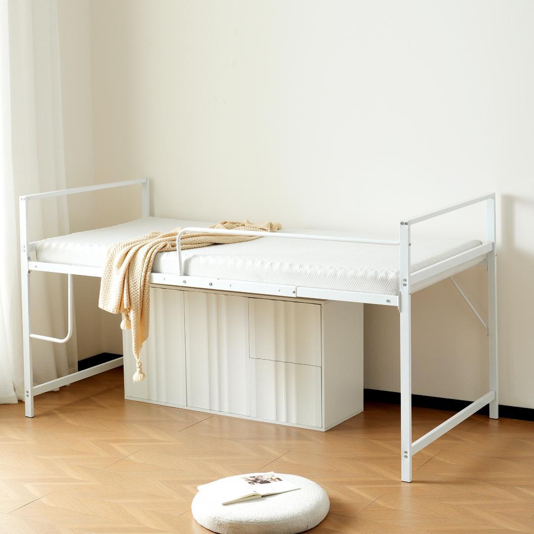 ロフトベッド パイプベッド シングル システムベッド ロータイプWhite