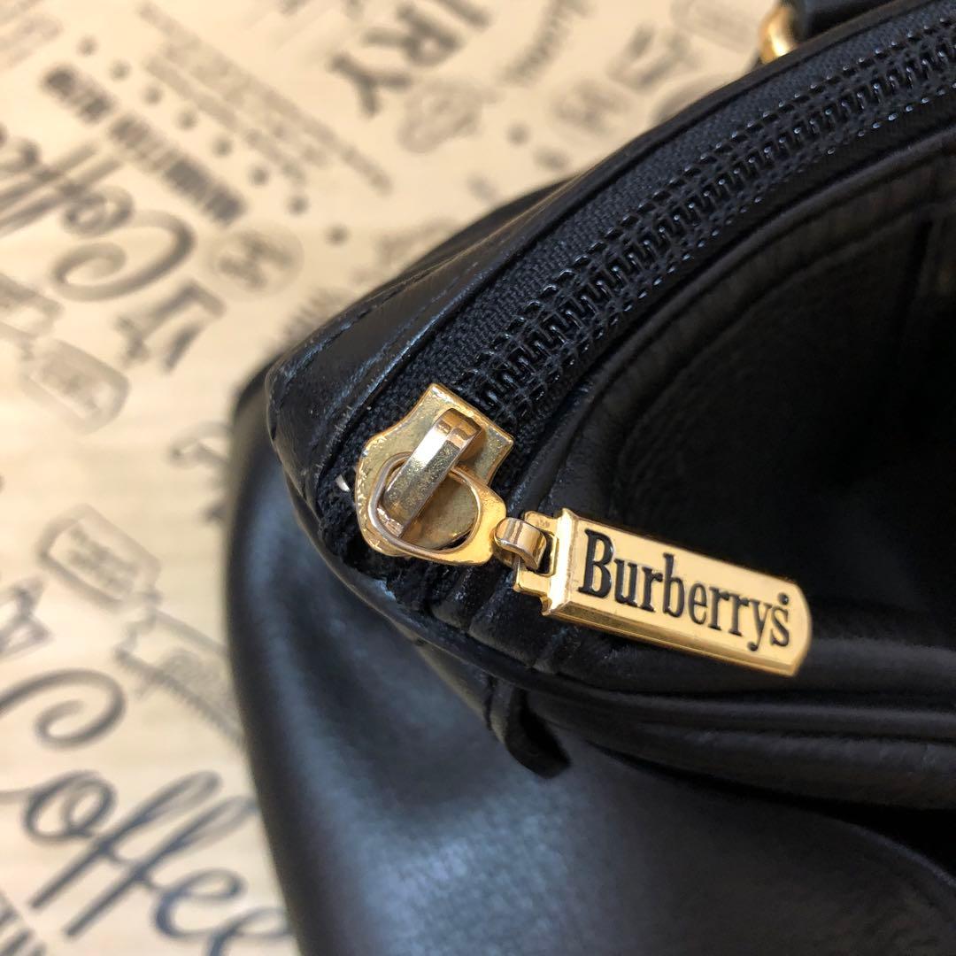 バーバリー ハンド ミニボストンバッグ 革 チェック 黒 フォーマル FV35