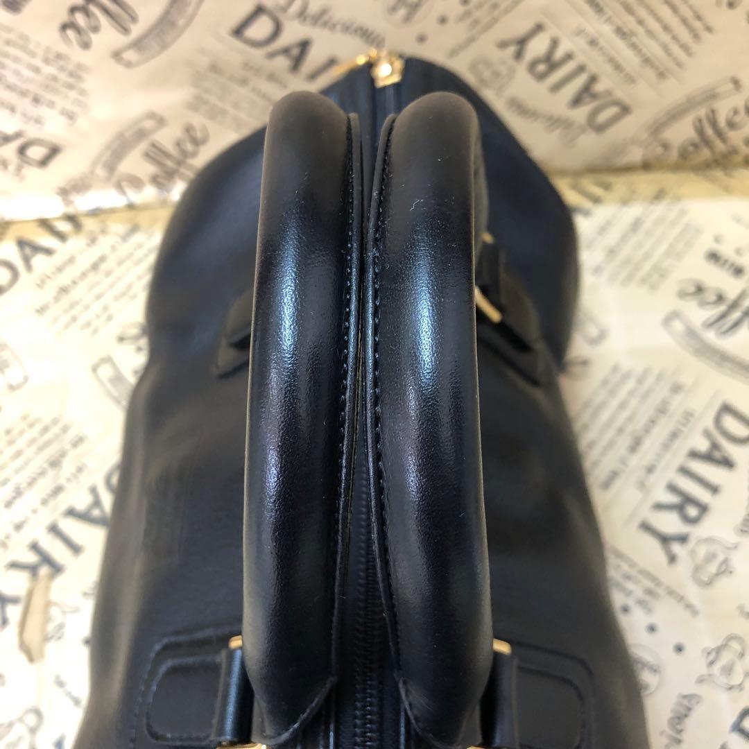 バーバリー ハンド ミニボストンバッグ 革 チェック 黒 フォーマル FV35