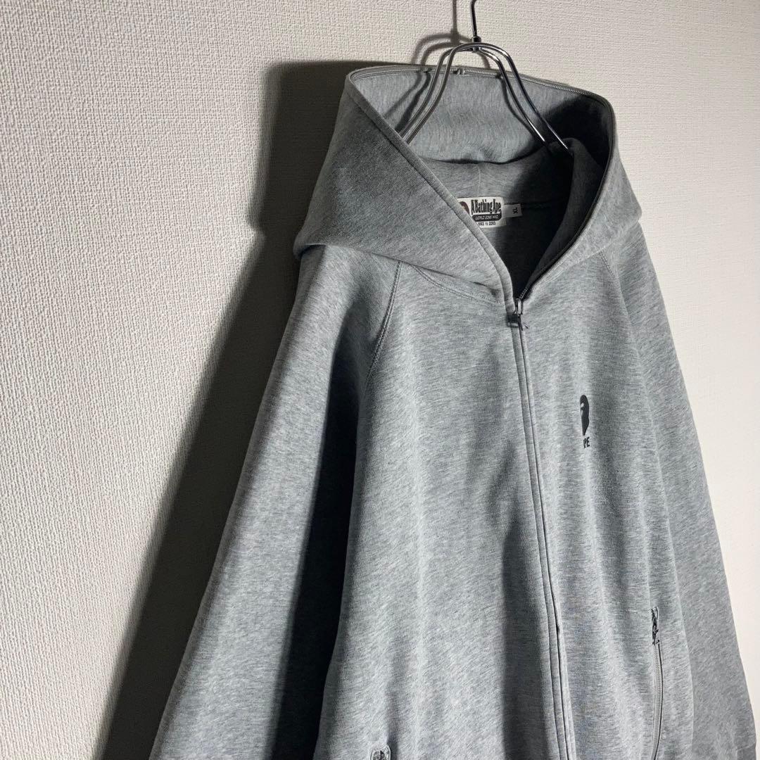 【美品】A Bathing Ape フルジップパーカー ロゴ グレー XL.