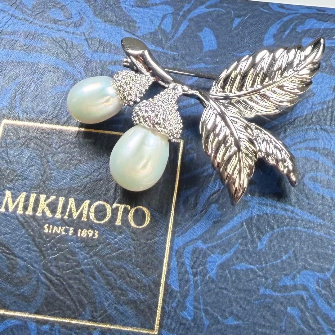 美品 MIKIMOTO ミキモト どんぐり パール ブローチ シルバー ドレス