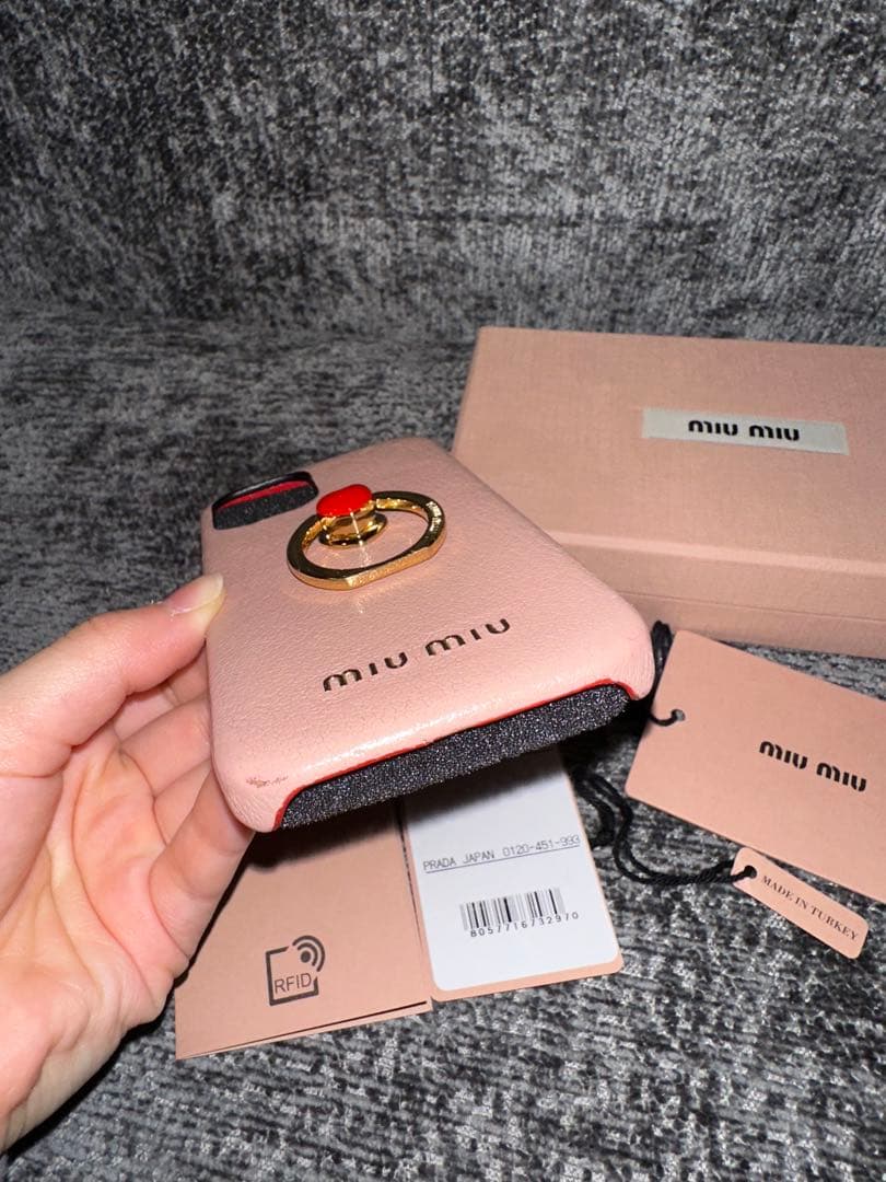 miu miu ピンク レザー iPhoneケース 12mini