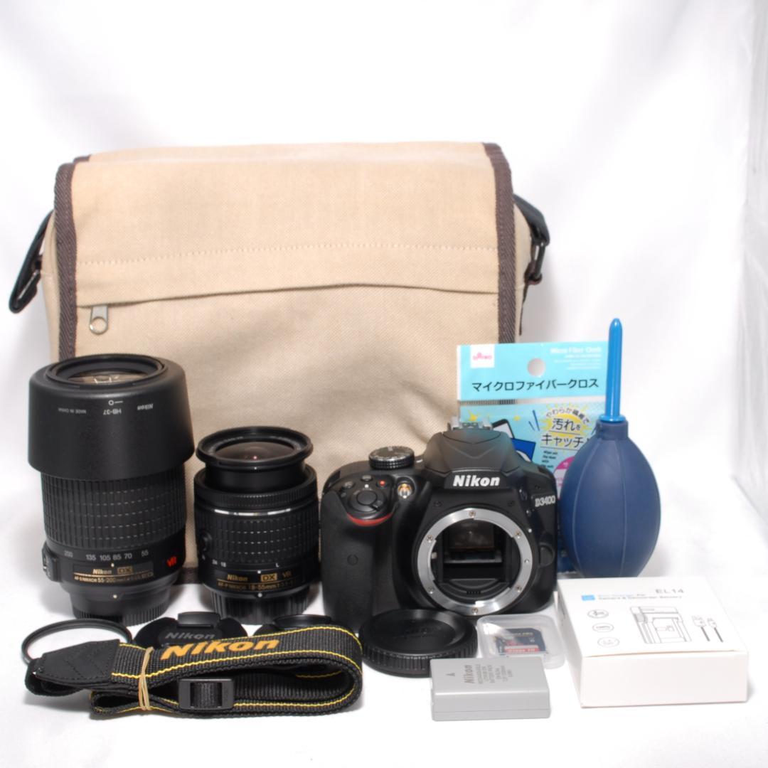 ✨Nikon D3400✨ダブルレンズ✨手ブレ補正付✨Wi-Fi転送✨一眼レフ