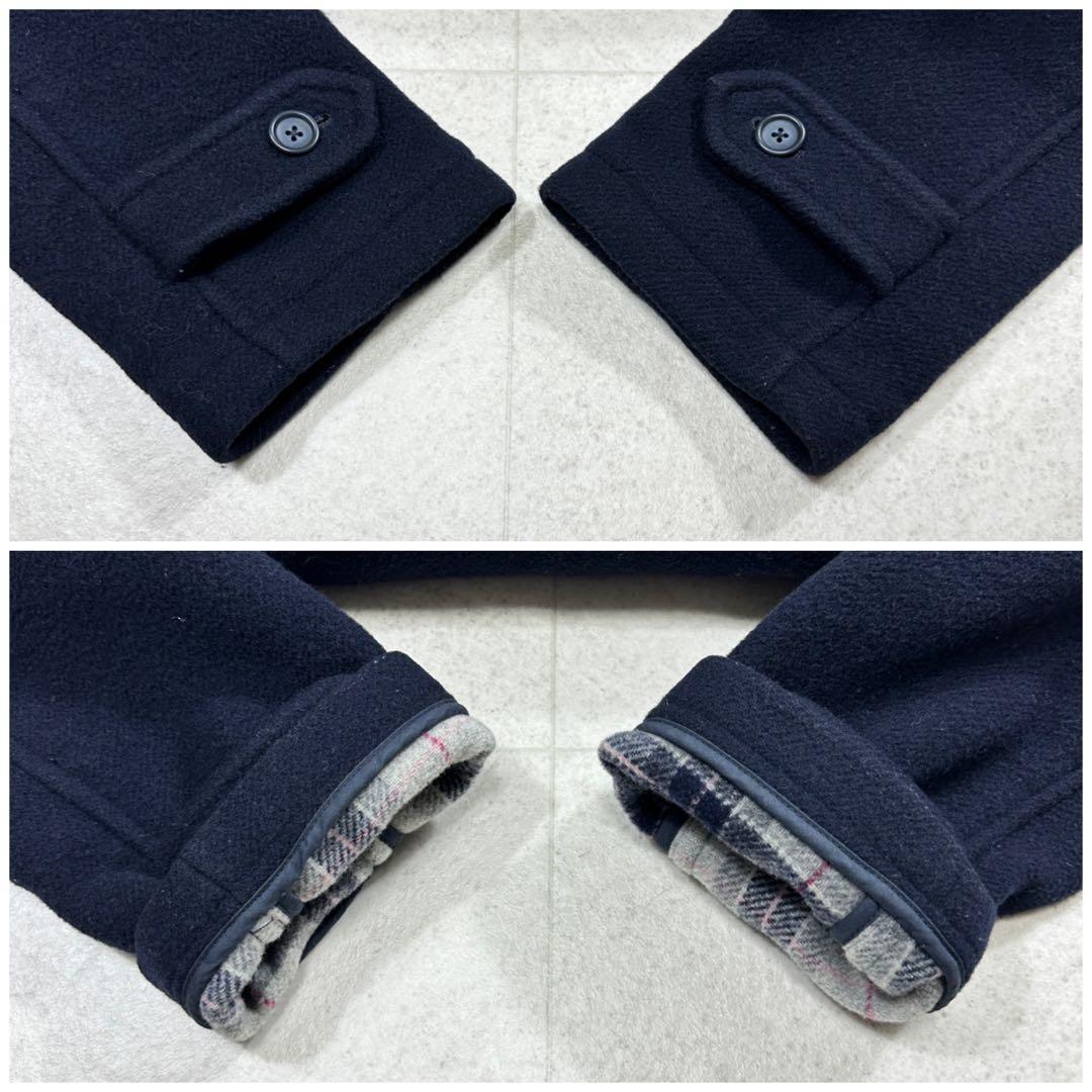 11号【EASTBOY】ダッフルコート 裏地チェック トグル フード 紺