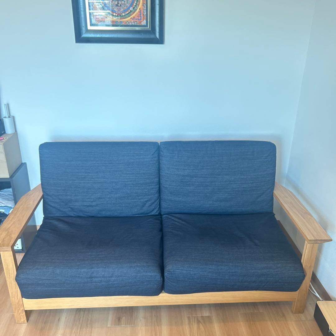 shinya　無印木製フレームソファ ウレタンポケットコイル2.5シーター