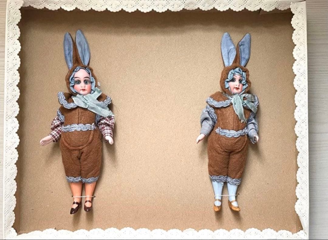 アンティーク　Hertwig うさぎ　ビスクドール　ミニョネット　オリジナル箱付