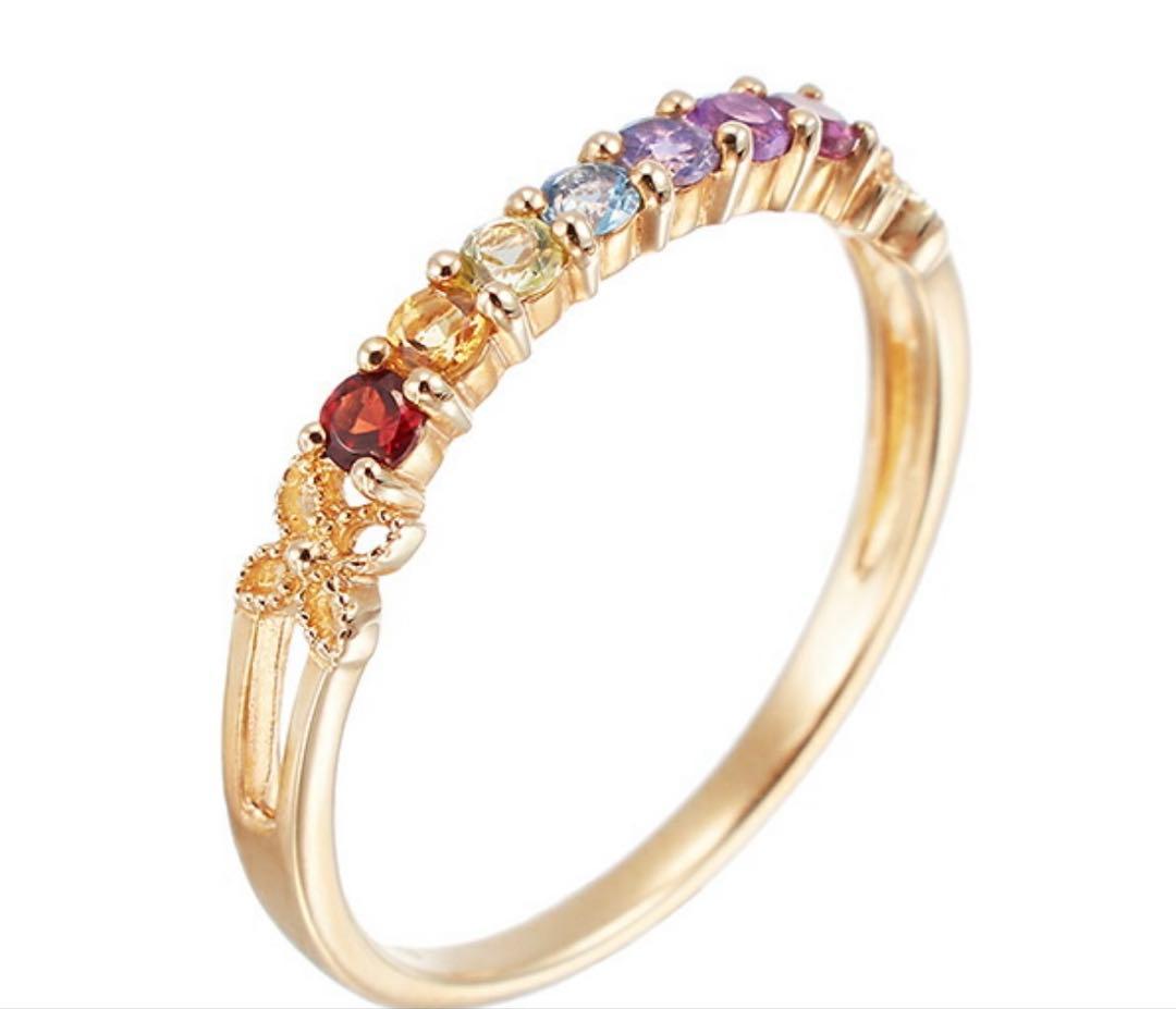 ジュエリーツツミ　K10イエローゴールドマルチストーンリング