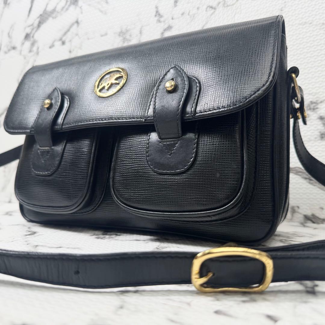 【美品】ハンティングワールド　キャリーオール　メッセンジャーバッグ　レザー　黒