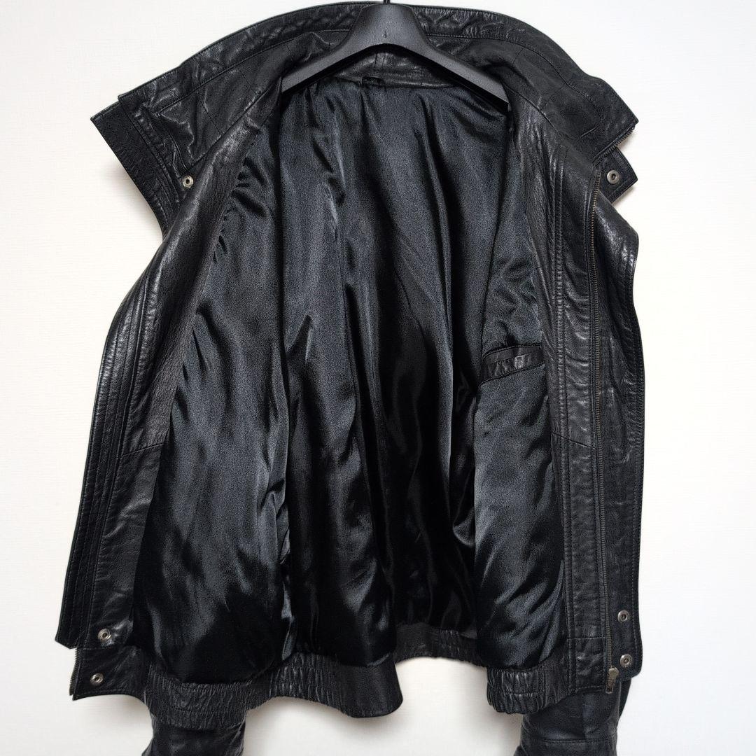 大きいサイズ58　レザージャケット　レザーブルゾン　y2k　本革　ブラック