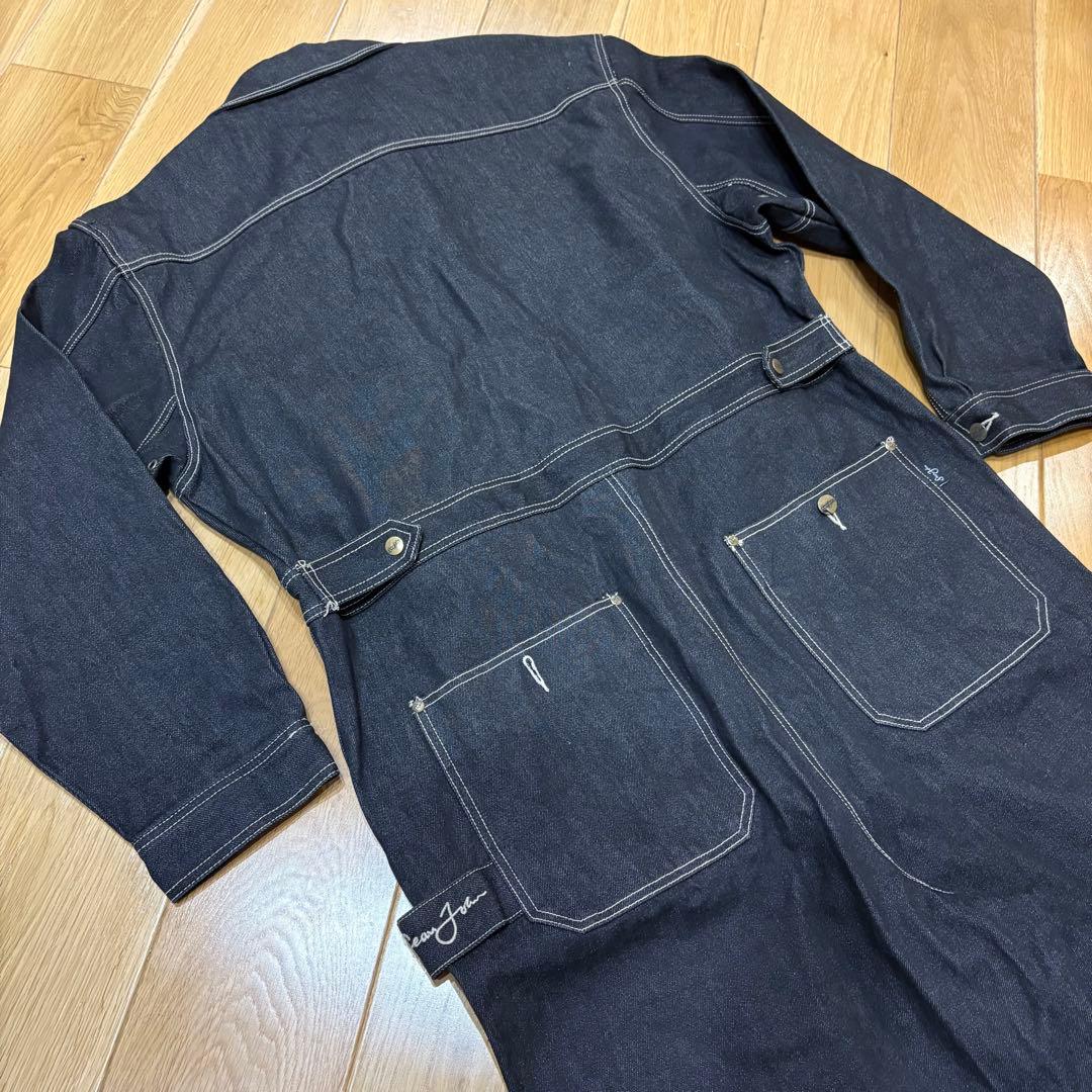 希少 極美品 SEAN JOHN オーバーオール M 黒デニムツナギ刺繍 当時物