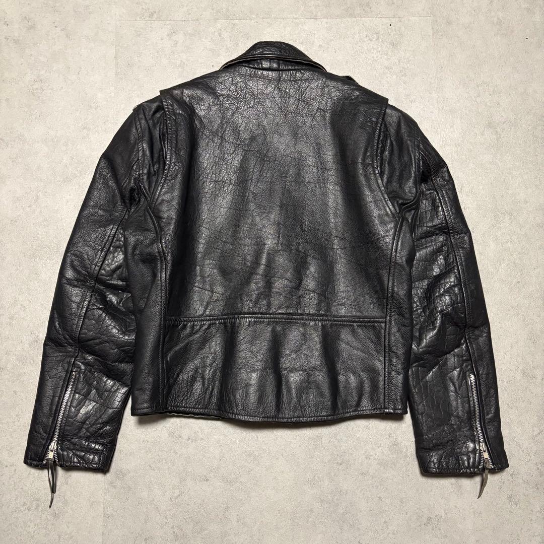 【vintage】ダブル　ライダース　アメジャン　L 革ジャン　バイカー　黒
