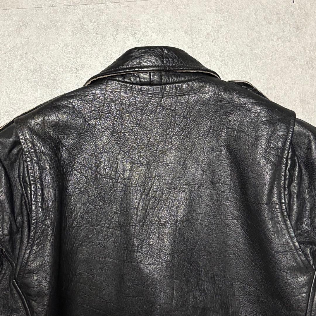 【vintage】ダブル　ライダース　アメジャン　L 革ジャン　バイカー　黒