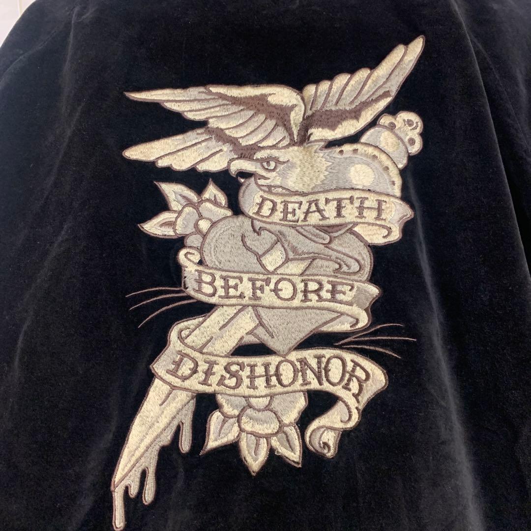 『希少』A &G黒いベルベットスカジャン ドラゴン刺繍リバーシブル