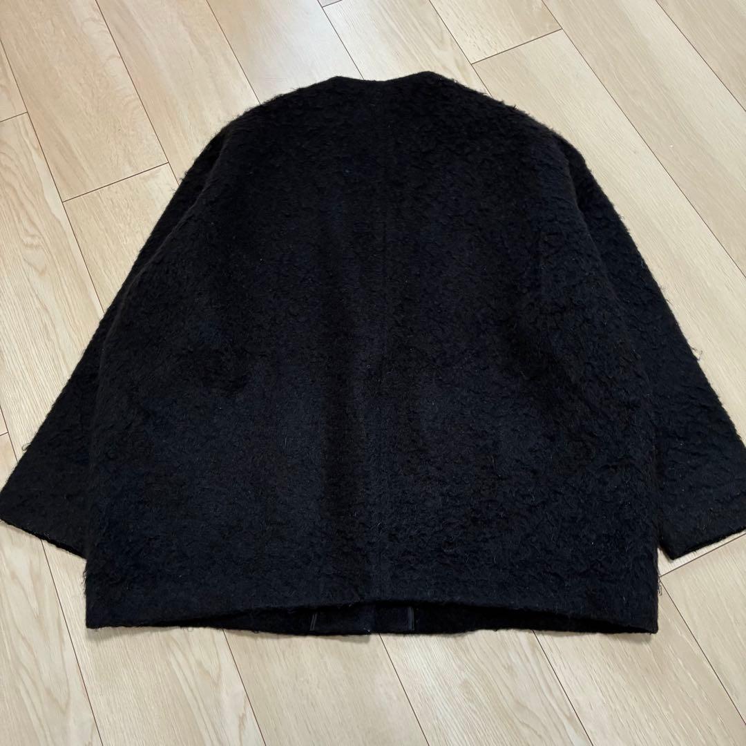 【大人気商品】yoriウール モヘア シャ ギージャケット カーディガン F 黒