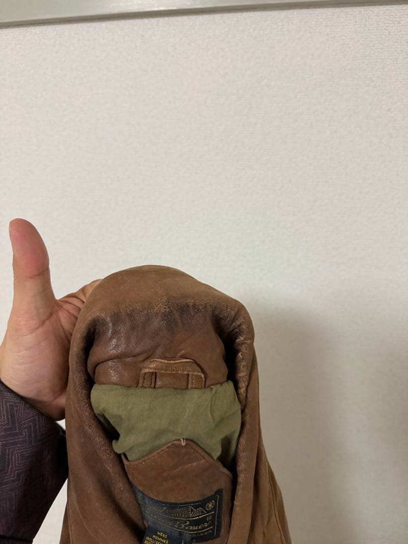 80s エディーバウアー　レザージャケット　古着　A-2 ブルゾン　ブラウン　茶