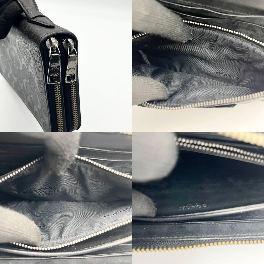 コーチ オーガナイザー ダブルジップ シグネチャー レザー エンボスロゴ