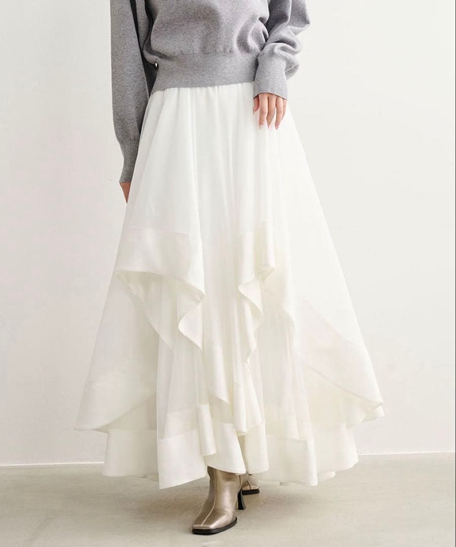 匿名配送 新品未使用 COCODEAL ウェーブフレアオーガンジースカート