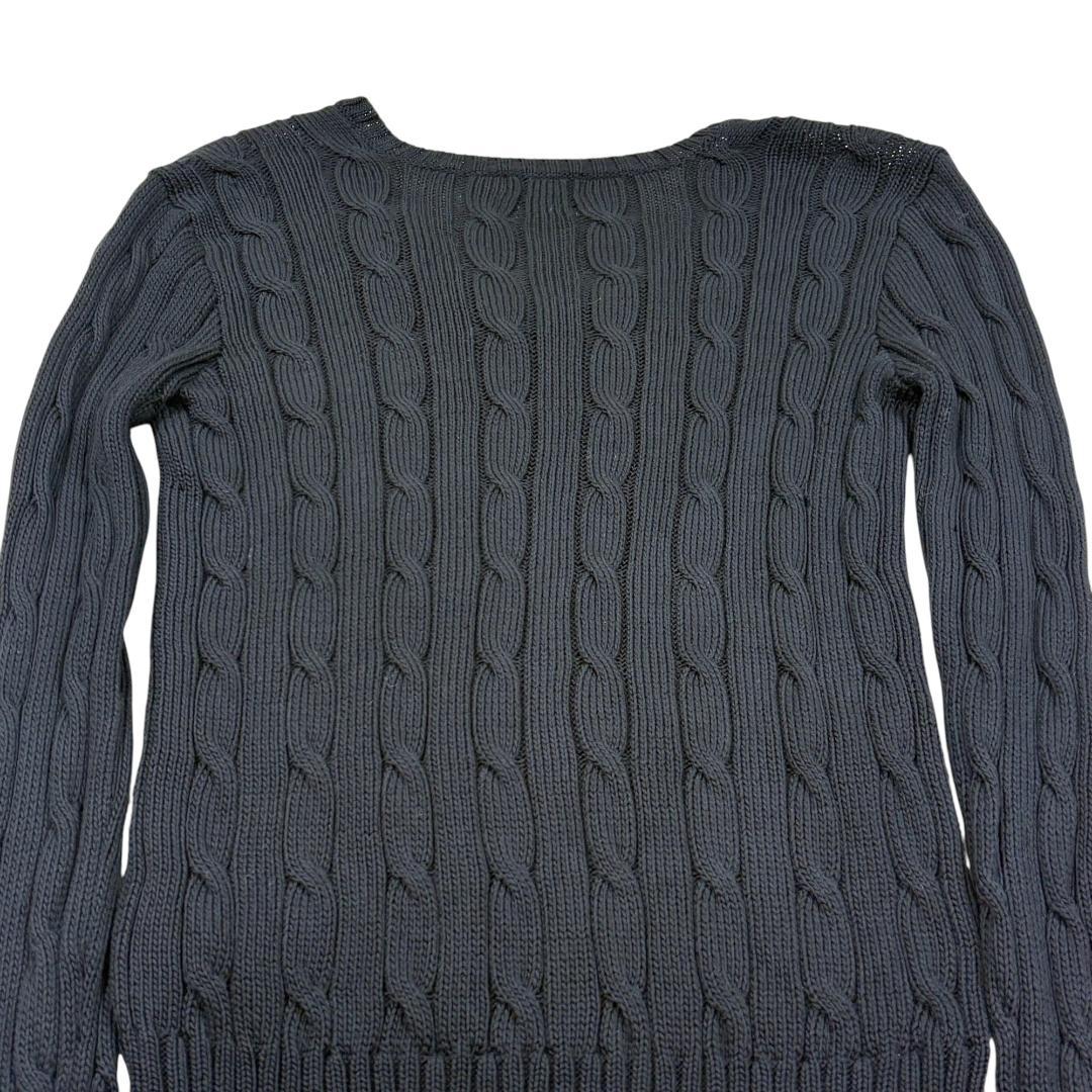 【るる】ポロラルフローレン 現行 Vネック ケーブルニット セーター 黒