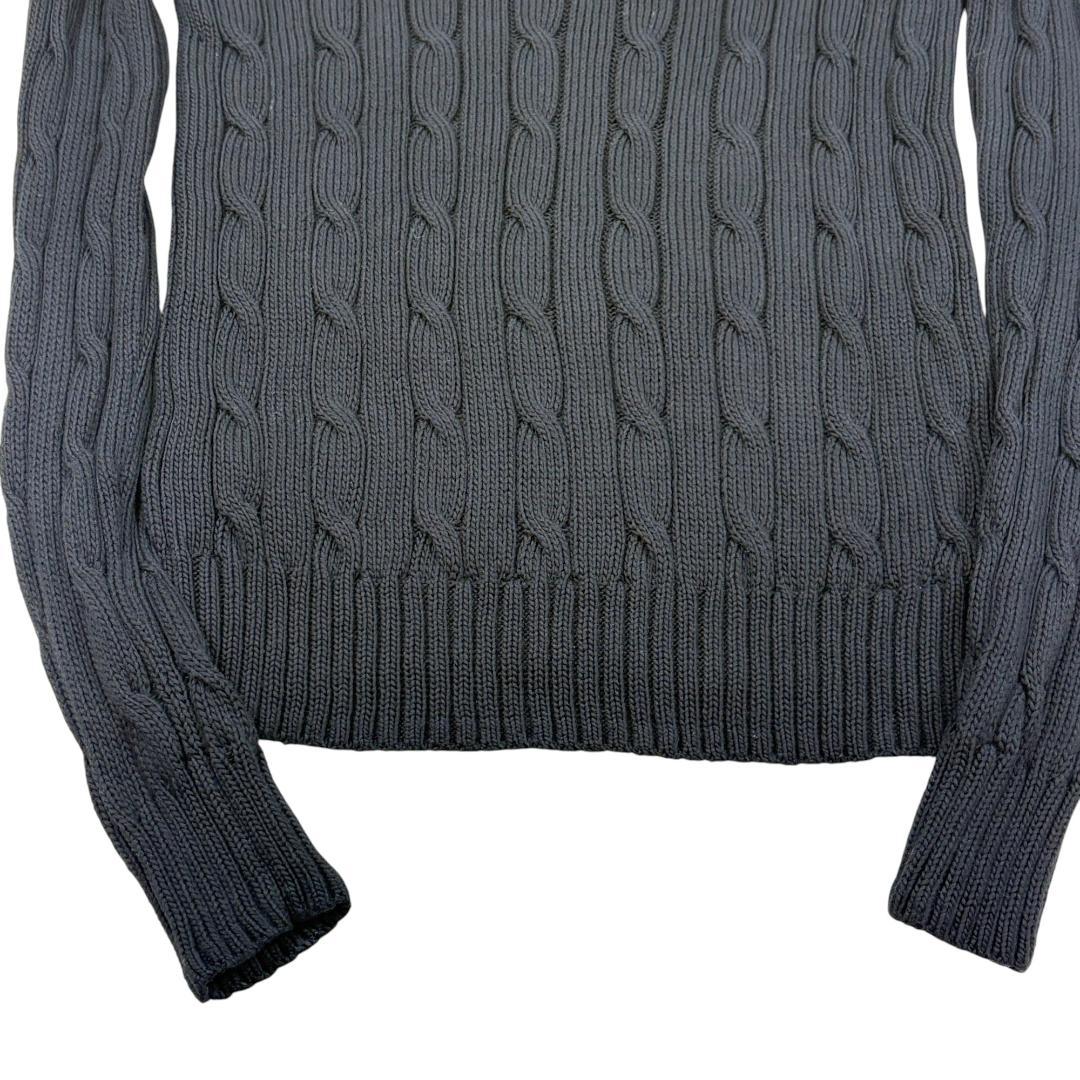 【るる】ポロラルフローレン 現行 Vネック ケーブルニット セーター 黒