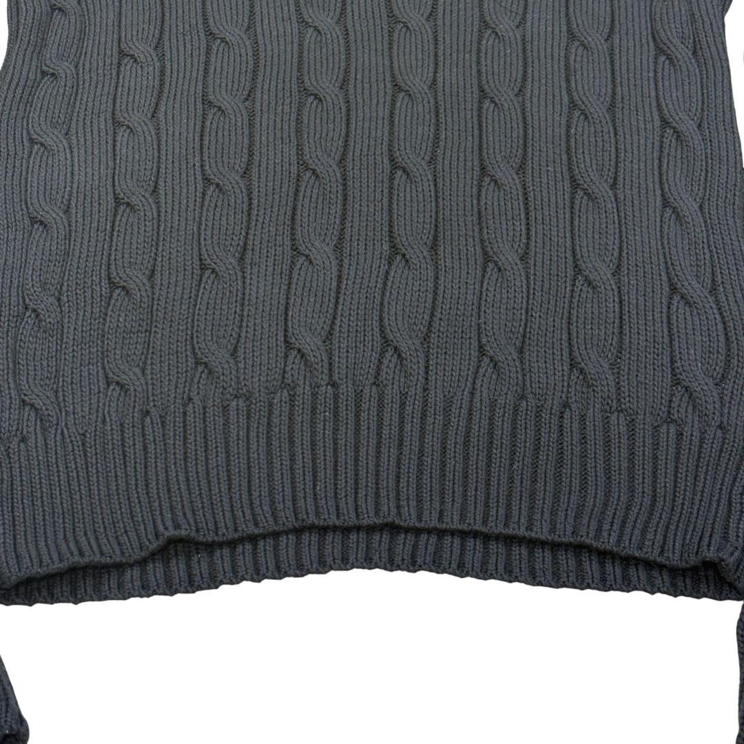 【るる】ポロラルフローレン 現行 Vネック ケーブルニット セーター 黒
