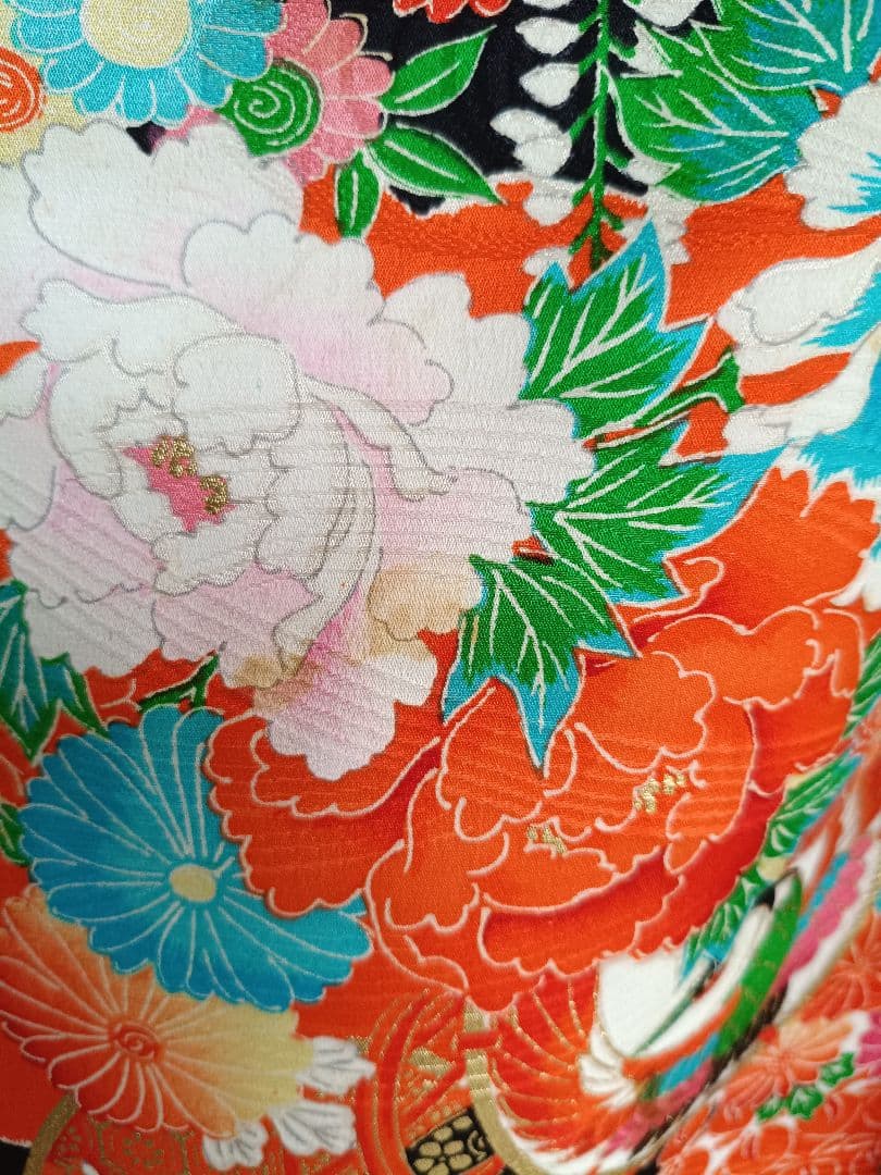 専用です☆アンティーク白黒ブルーの着物にエメラルドグリーンの作り帯セット☆