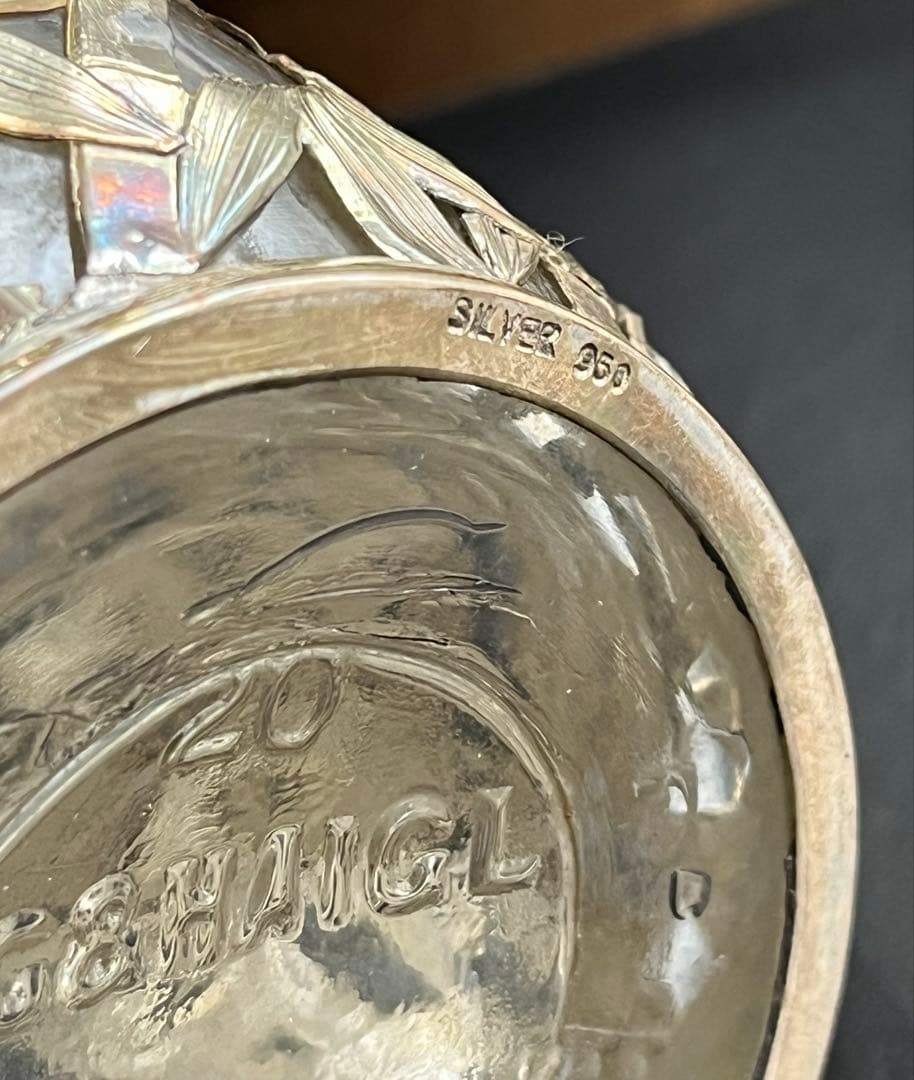 銀950製竹模様アンティークボトル