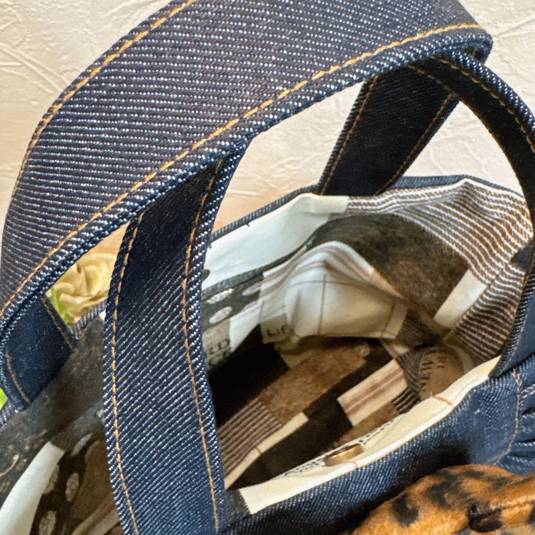 N*o様 コヤンイサムチョン♡豹柄リトルサンダーちゃんのデニムフリルトートバッグ