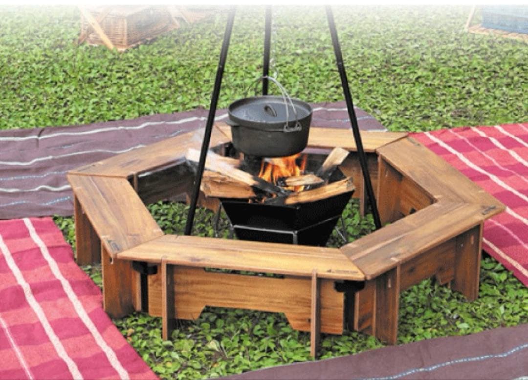 キャプテンスタッグ　ヘキサグリル　テーブルセット　木製