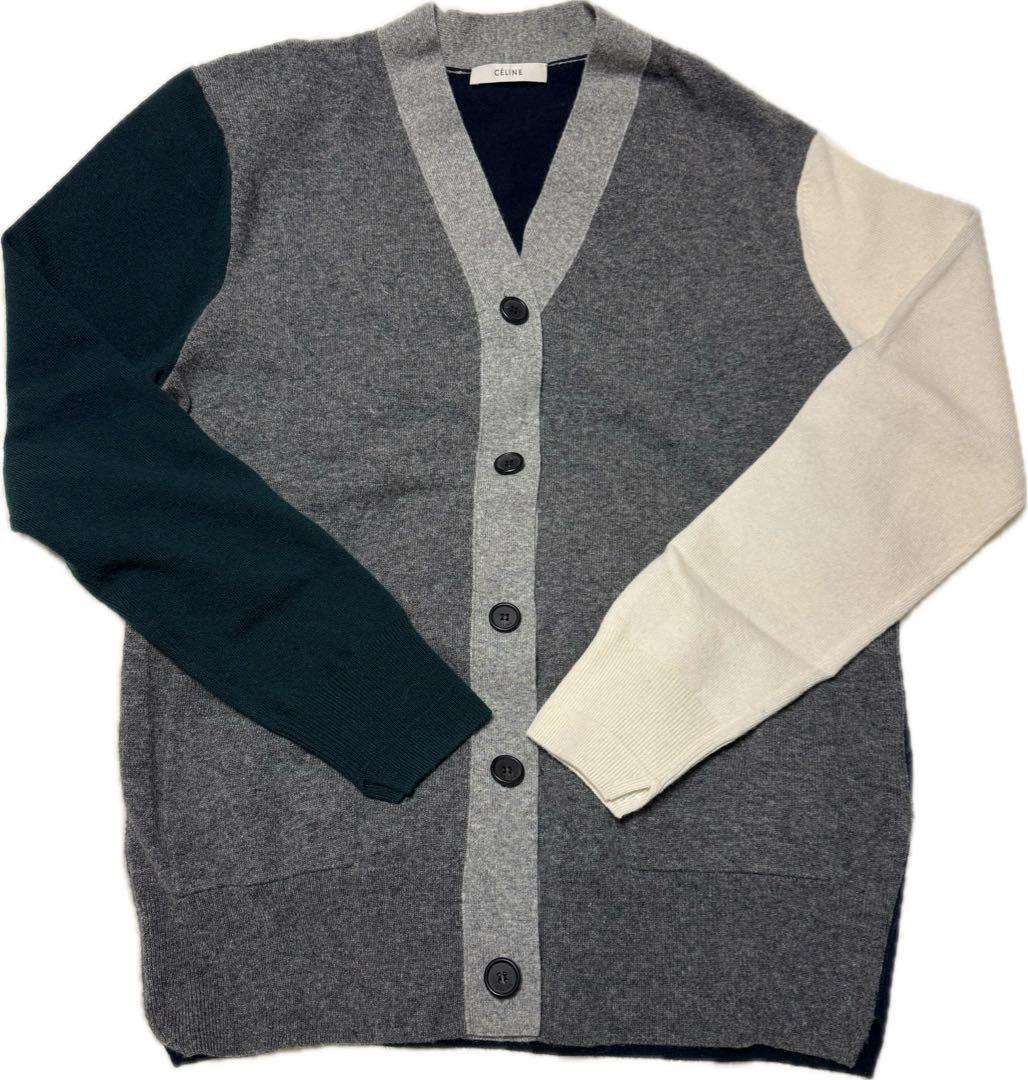 CELINE カラーブロックウールカーディガン