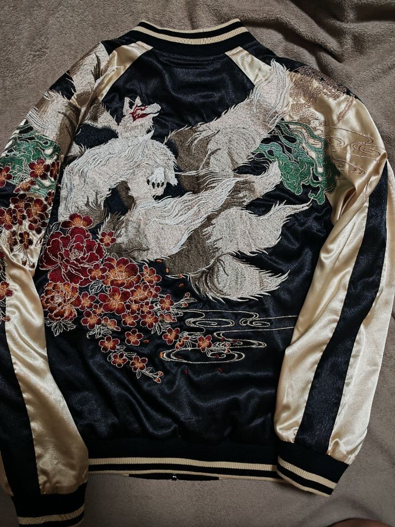 Oni Denim 美品 日本限定 スカジャン vintage サテン 狼桜