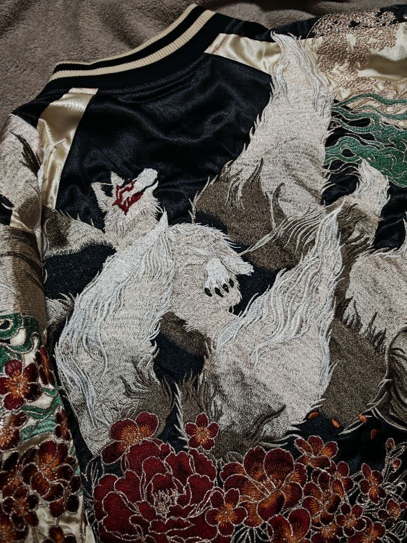 Oni Denim 美品 日本限定 スカジャン vintage サテン 狼桜