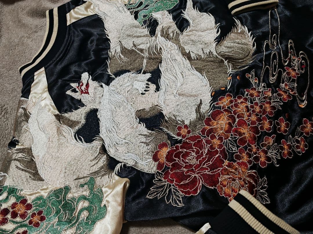 Oni Denim 美品 日本限定 スカジャン vintage サテン 狼桜