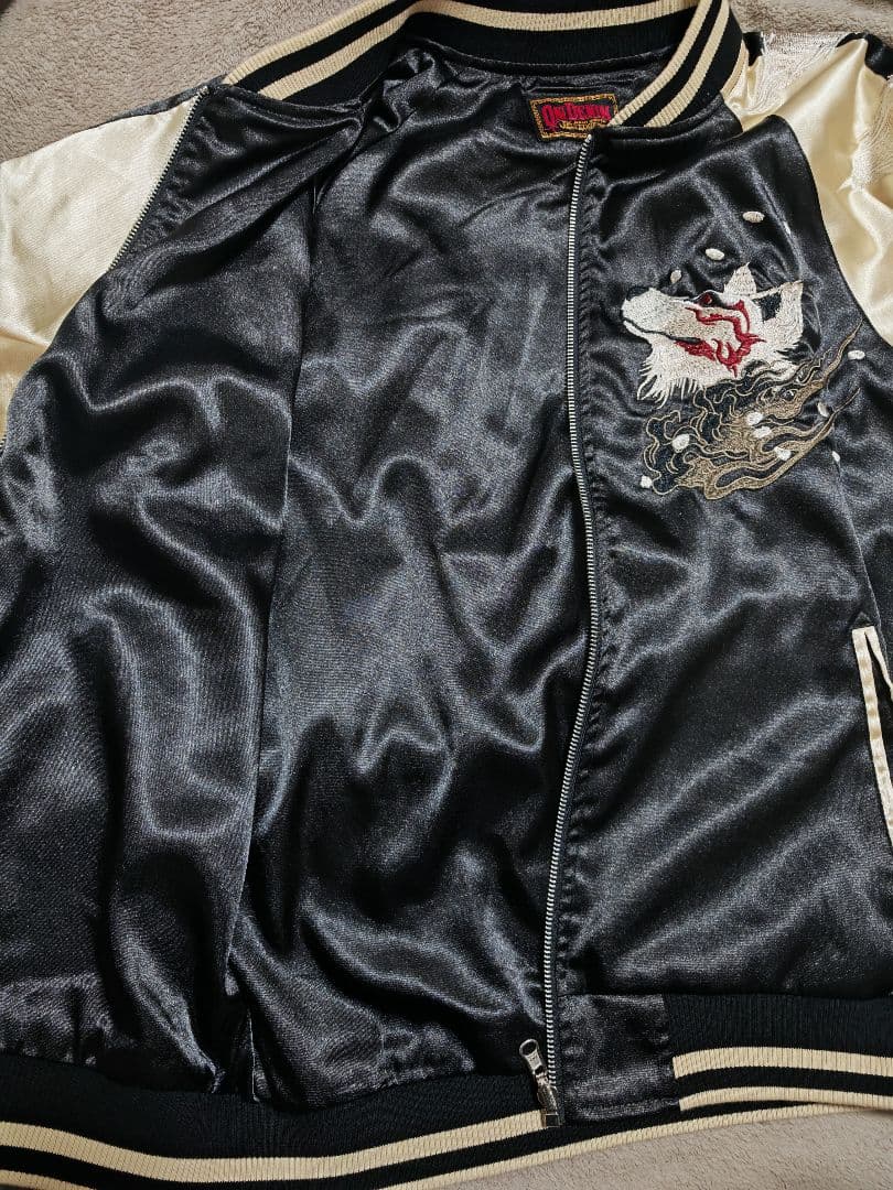 Oni Denim 美品 日本限定 スカジャン vintage サテン 狼桜